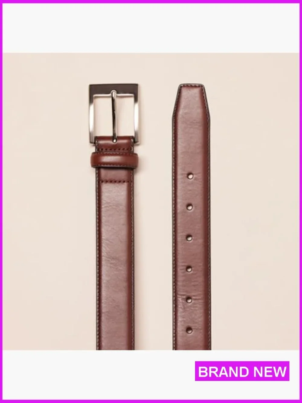 Classic Dress Belt Men Leather Metal Buckle 7 Holes Versatile Work Casual